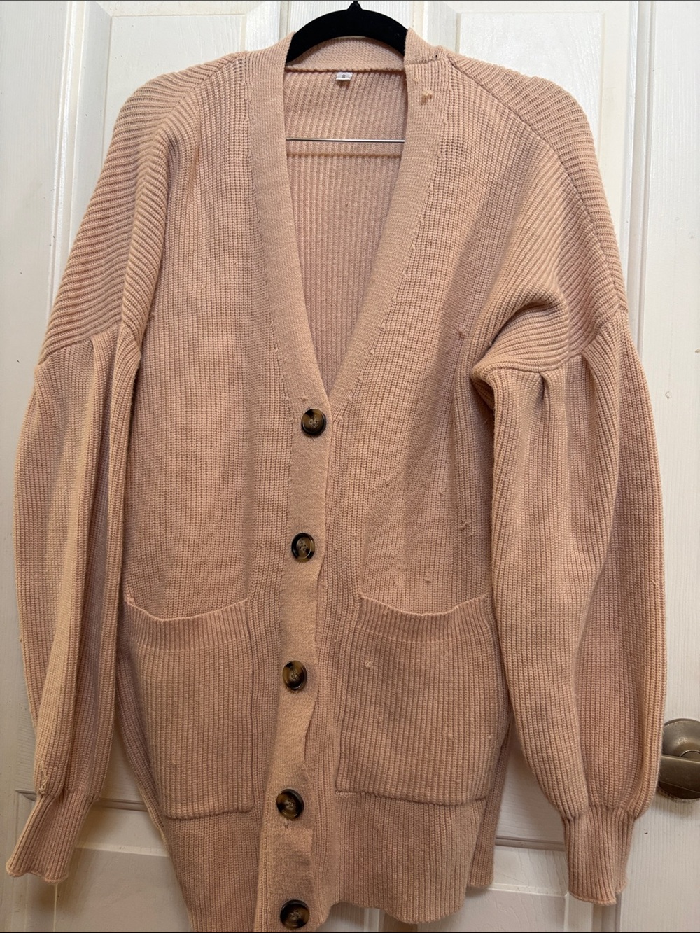 Source Unknown Blush Pink Ribbed Button Cardigan